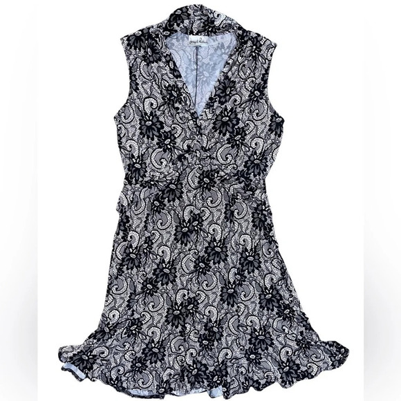 Joseph Ribkoff Dresses & Skirts - Joseph Ribkoff Dress Sleeveless Jersey Lace Floral Print Cream Black US Size 14